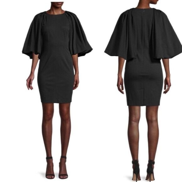 REBECCA Taylor Bodycon Jewel Neckline Short Puff Sleeve Mini Cocktail Dress NEW - Picture 7 of 11